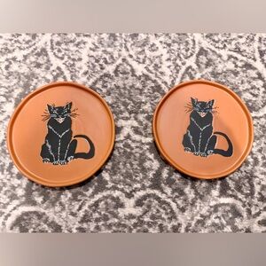 NWT Threshold Halloween Black Cat Stoneware Appetizer Plates-6 inch